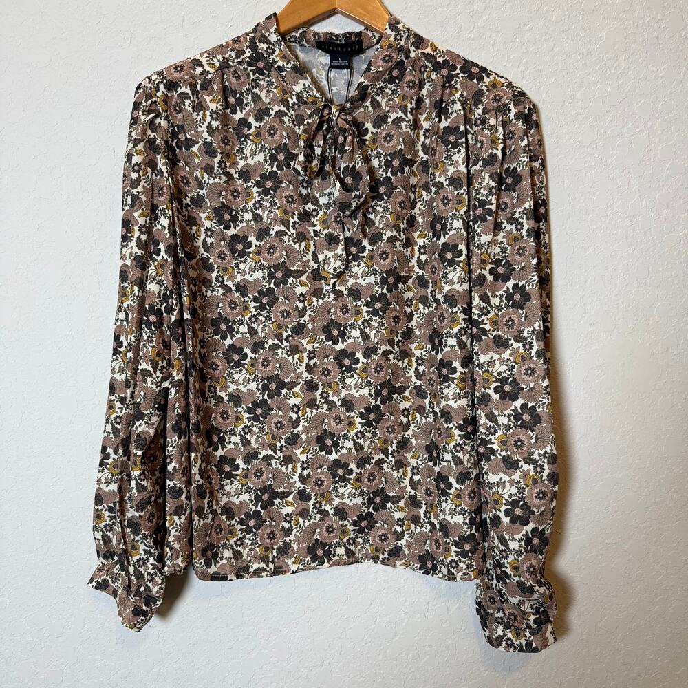 Sanctuary Women's Brown Tone‎ Floral Long Sleeve Top Size L NEW